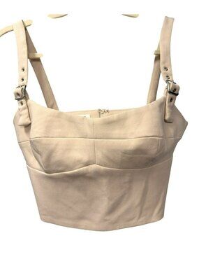 Amanda Uprichard Beige Adjustable Strap Smocked Back Crop Top Size S